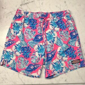 SOLD.   Vineyard Vines Pink & Blue Swim Trunks - Sz Small